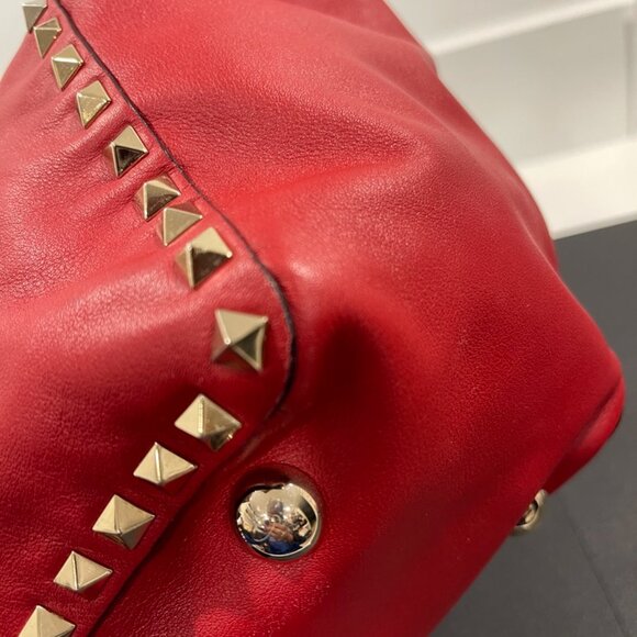 Valentino Red Leather Rockstud Trapeze Large Tote Bag (JB1090) - Picture 3 of 10